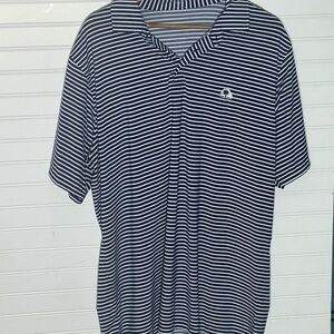 Draddy Sport Navy/White Stripe Performance Golf Polo Size XL